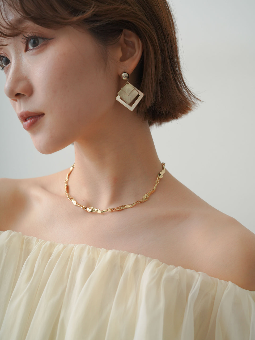 [予約]レイヤードスクエアピアス/silver