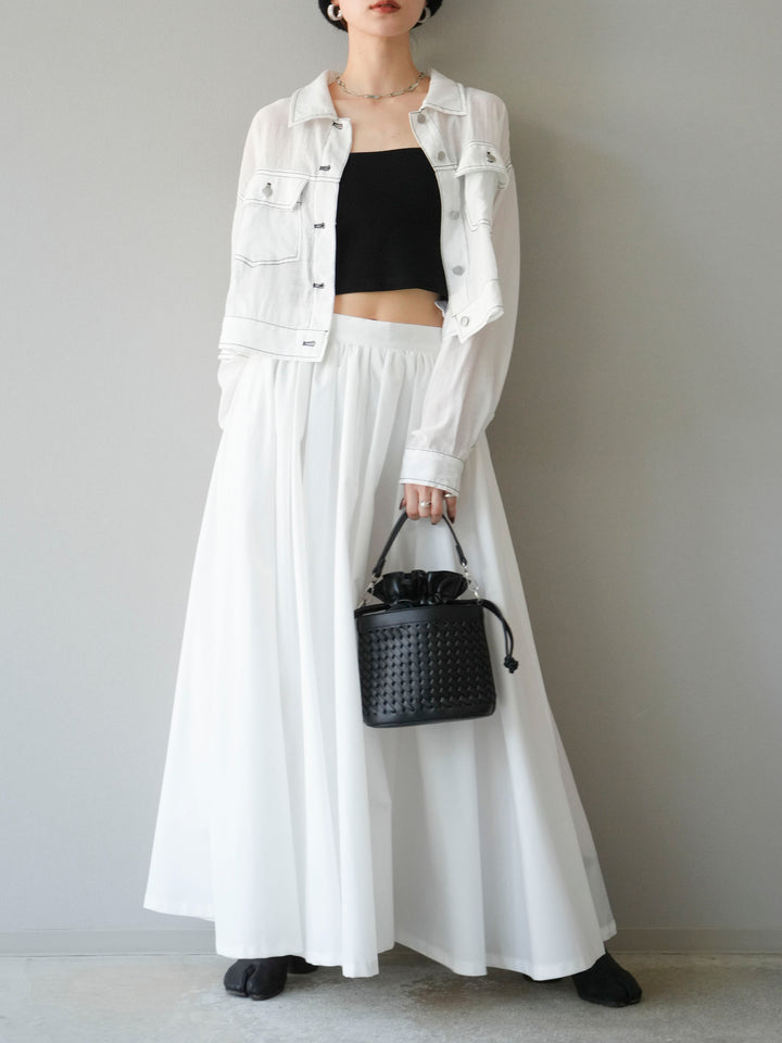 [SET] 縫合透視短外套 + 寬大蓬蓬裙 (2 套)