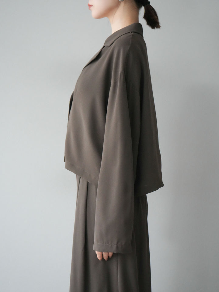 [予約]レーヨンライクショートジャケット/モカ