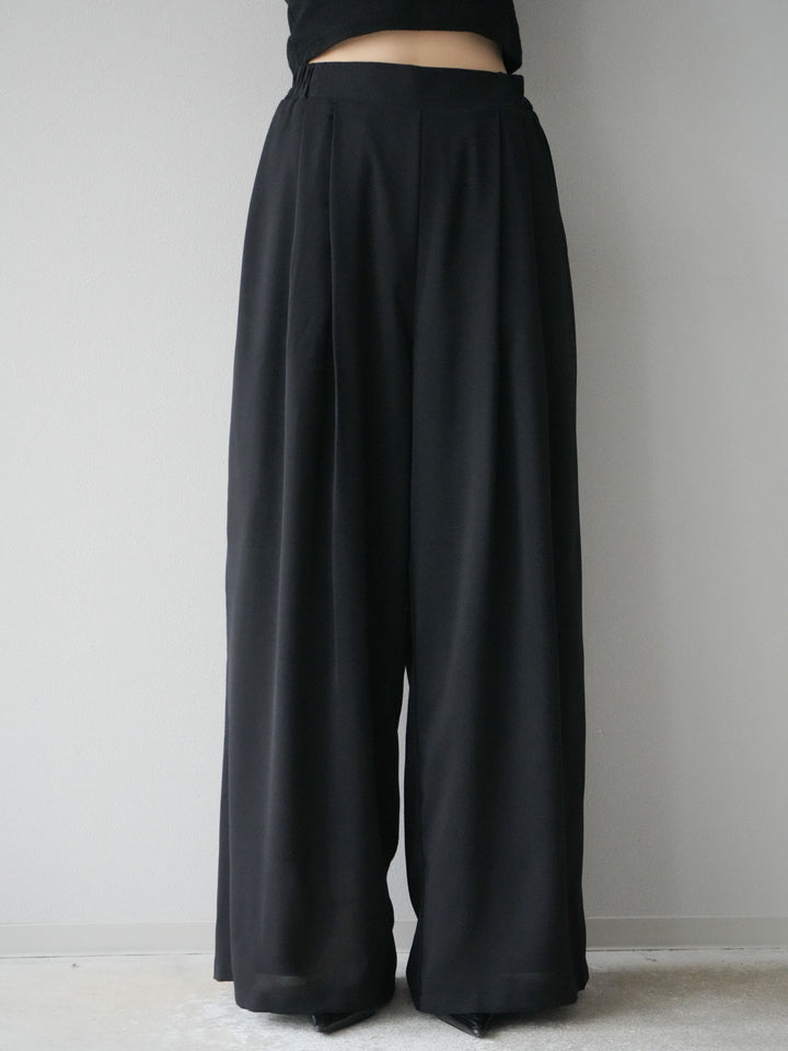 [予約]レーヨンライクタックワイドパンツ/ブラック
