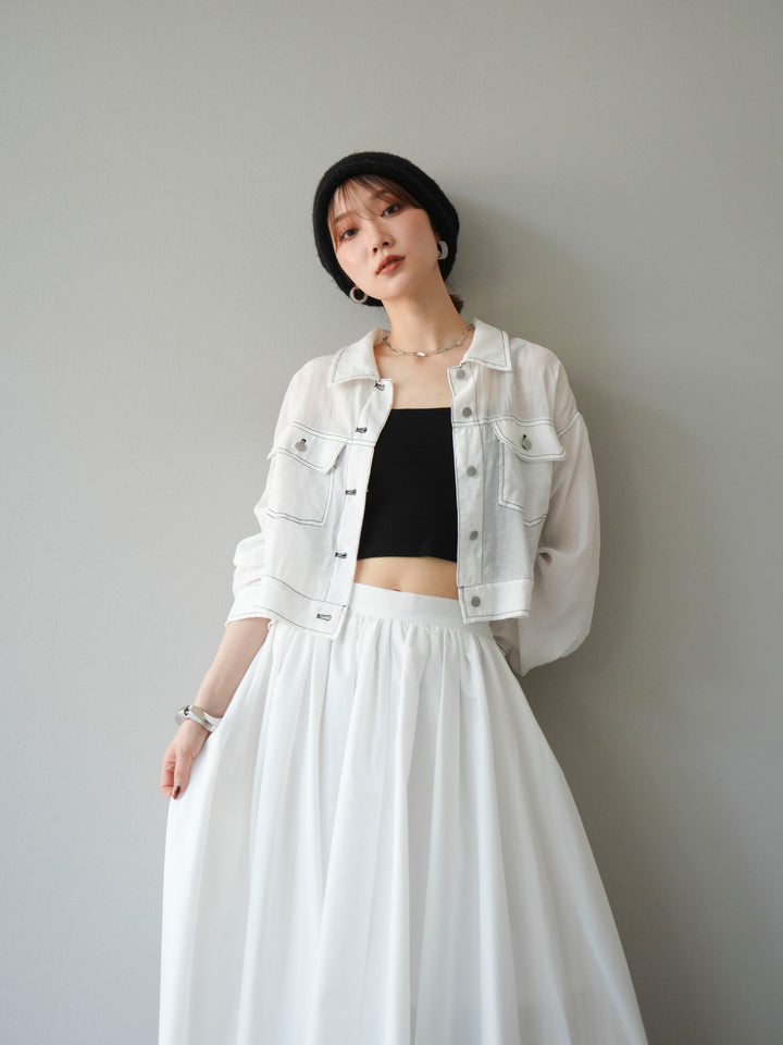 [SET] 縫合透視短外套 + 寬大蓬蓬裙 (2 套)