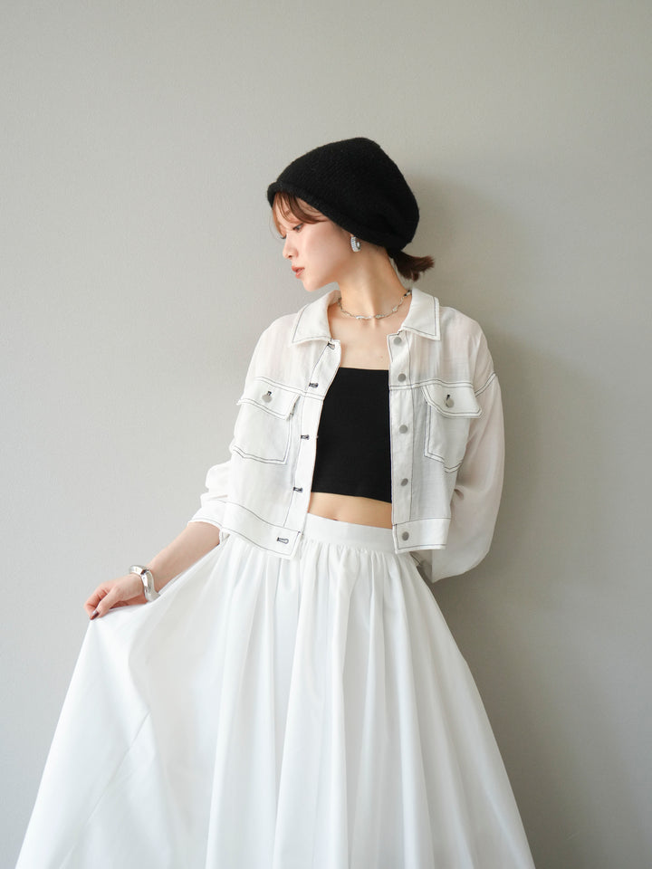 [SET] 縫合透視短外套 + 寬大蓬蓬裙 (2 套)