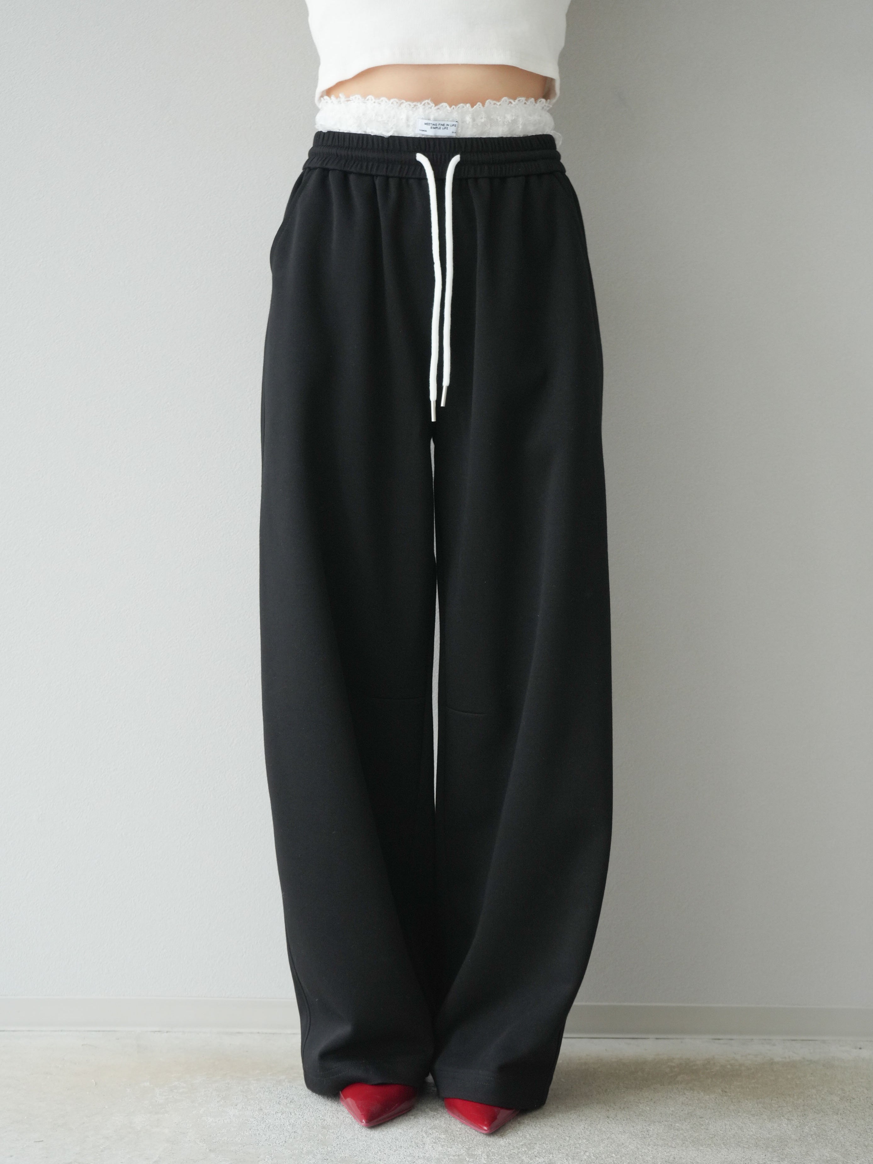 予約]レースレイヤードスウェットパンツ/ブラック – Lumier