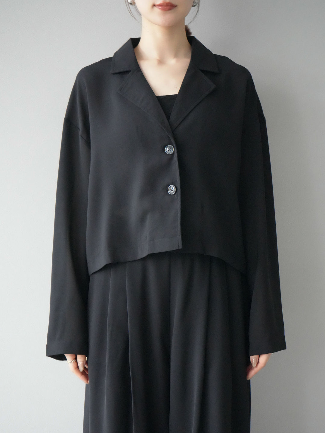 [予約]レーヨンライクショートジャケット/ブラック