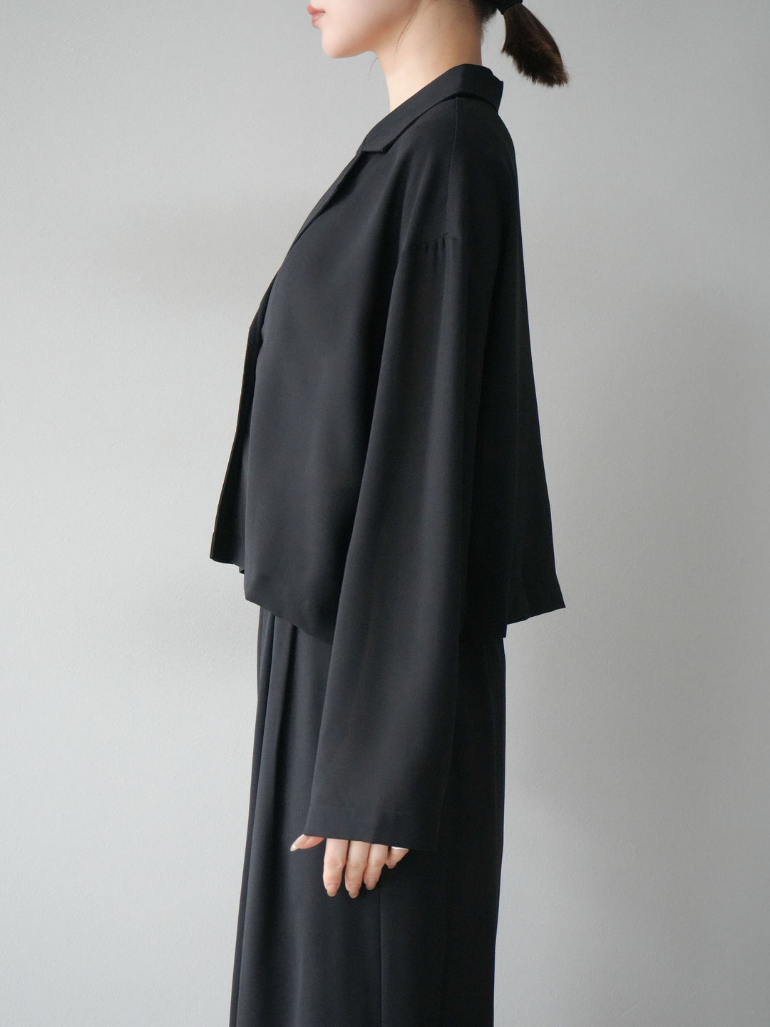 [予約]レーヨンライクショートジャケット/ブラック