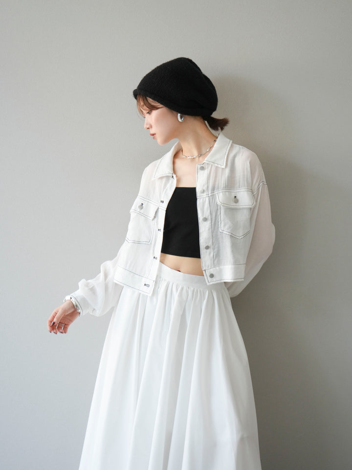 [SET] 縫合透視短外套 + 寬大蓬蓬裙 (2 套)