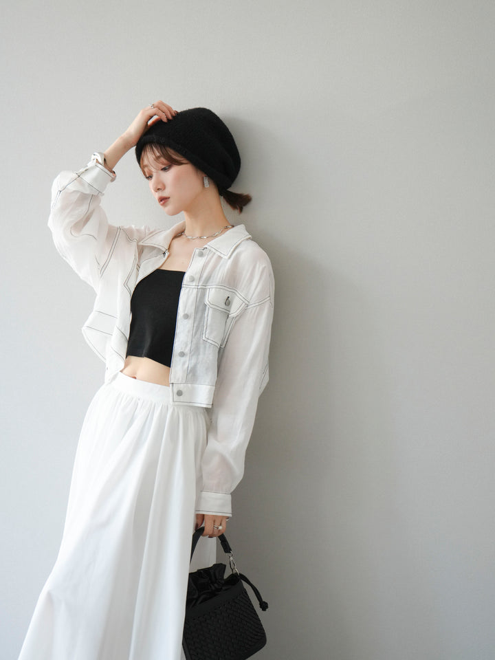 [SET] 縫合透視短外套 + 寬大蓬蓬裙 (2 套)