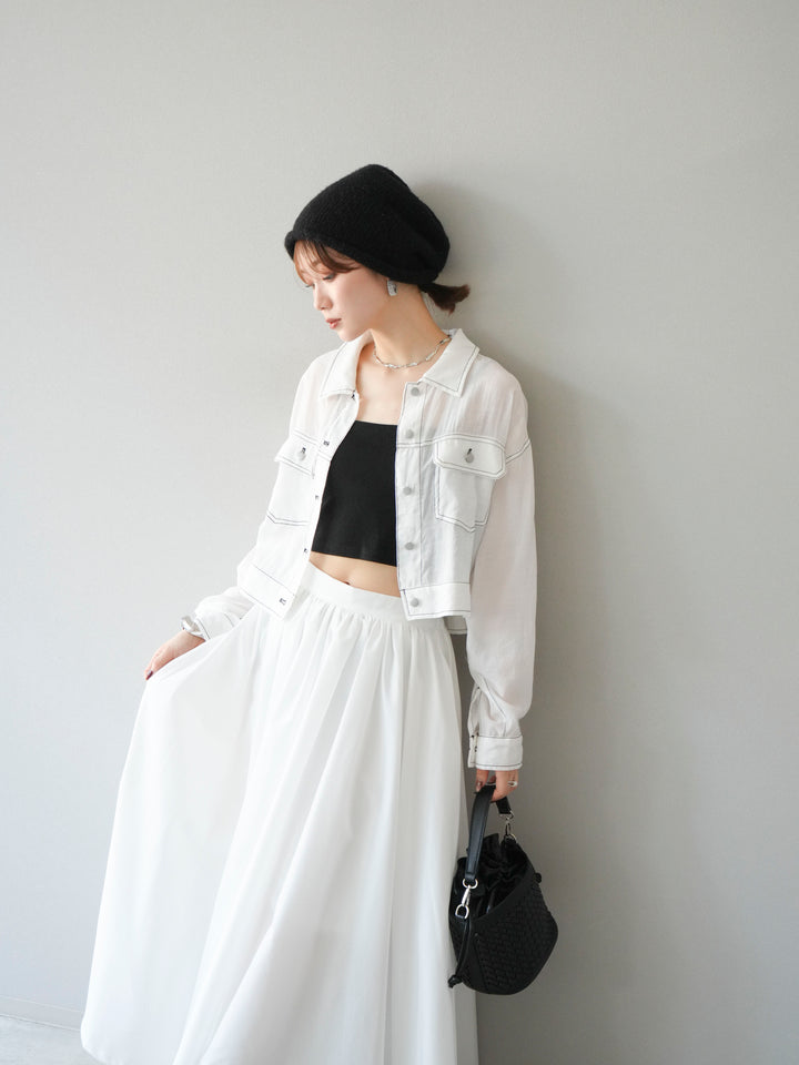 [SET] 縫合透視短外套 + 寬大蓬蓬裙 (2 套)