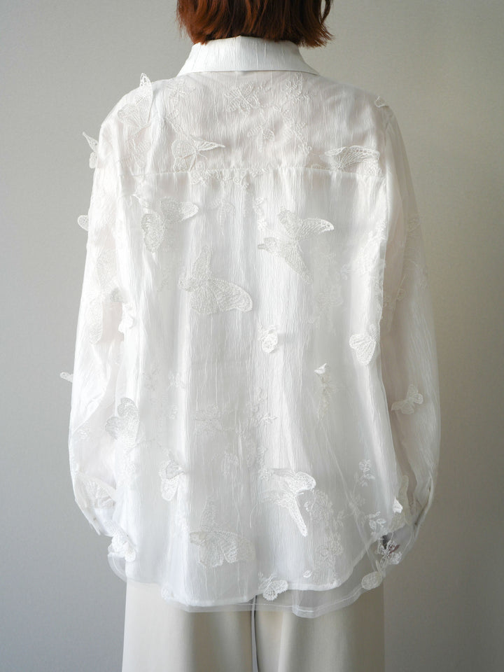 [予約]3Dバタフライエンブロイダリーブラウス/white