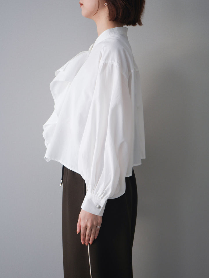 [予約]ラッフルフレアショートブラウス/offwhite