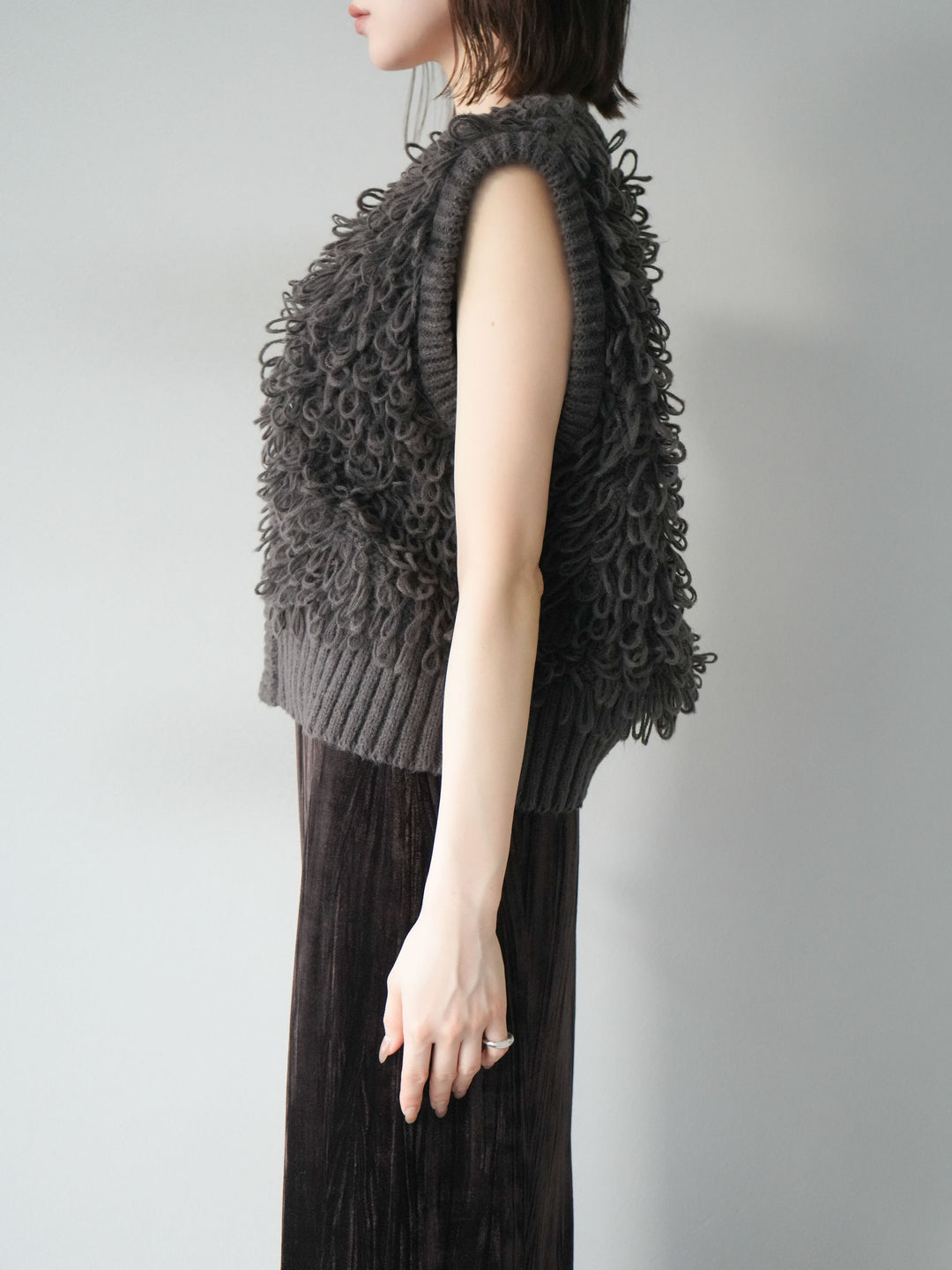 [予約]ループデザインホックベスト /ダークブラウン