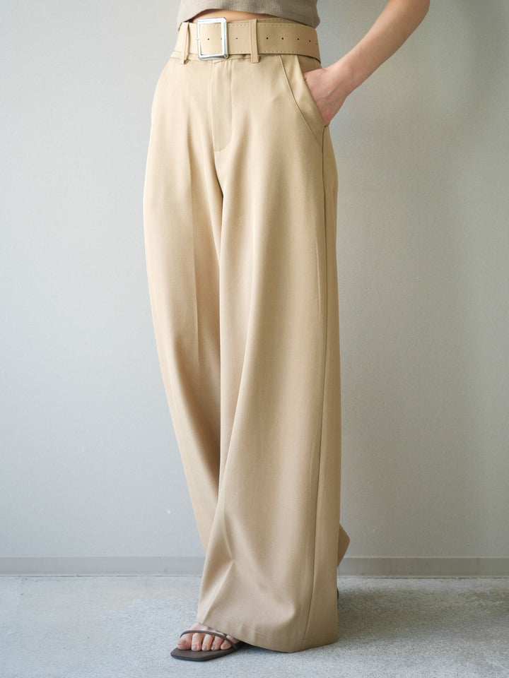 [予約]シルバーバックルドレープワイドスラックス/beige