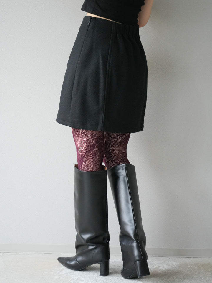[予約]フェイクウールコクーンミニスカート/ブラック