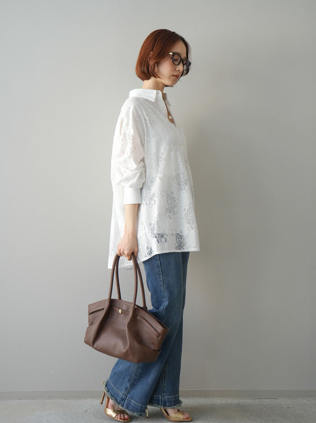 [予約]フリンジデザインセミフレアデニム/blue