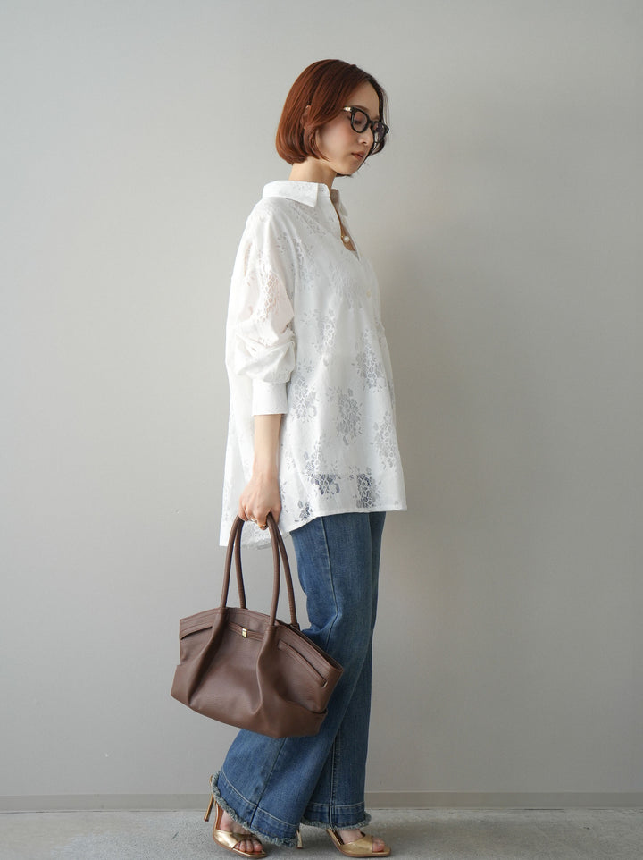 [予約]フリンジデザインセミフレアデニム/blue