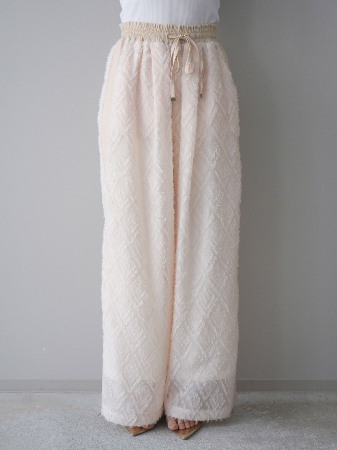 [予約]フリンジイージーストレートパンツ/ivory