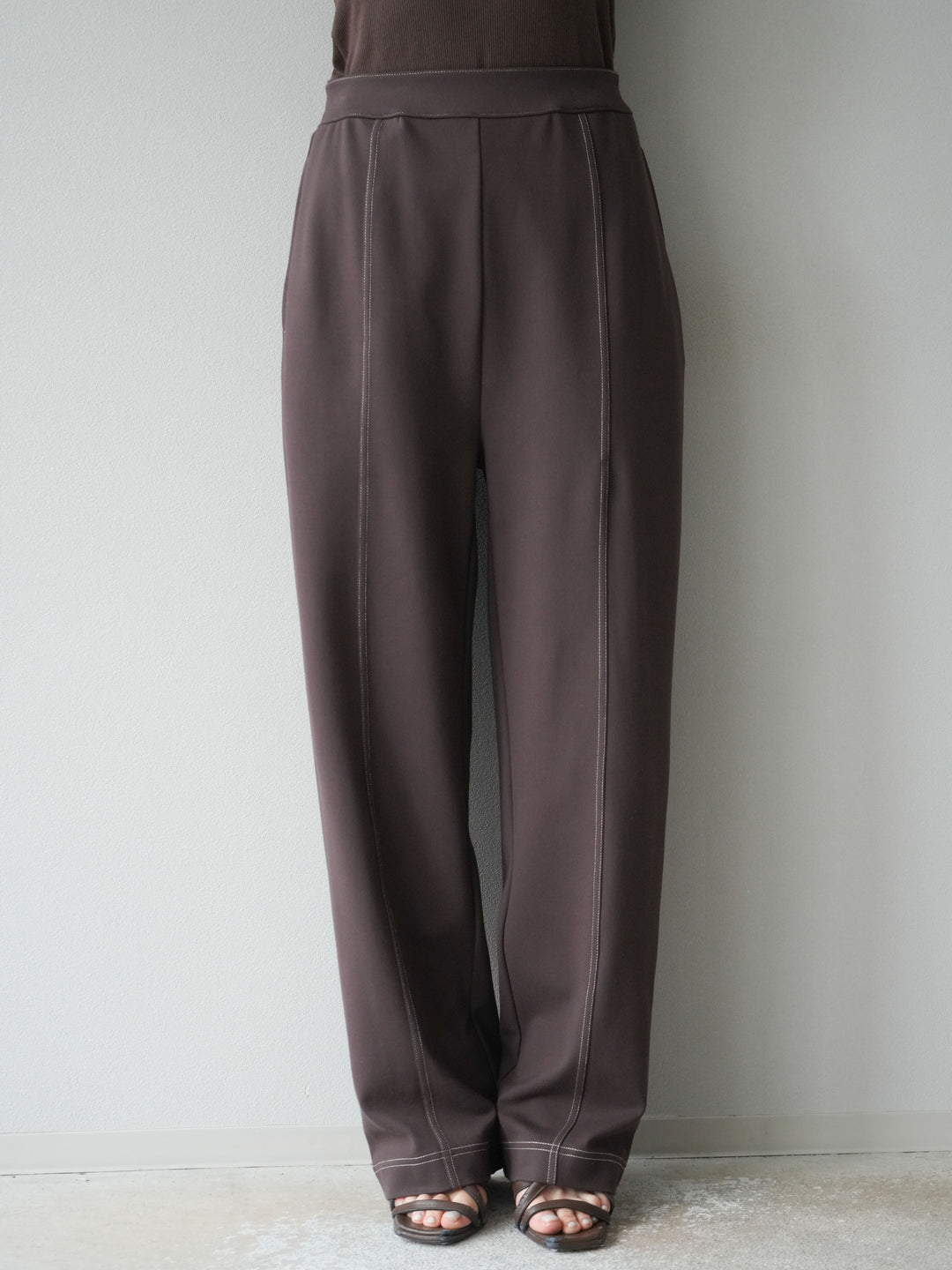 [予約]ステッチポンチライクパンツ/ブラウン