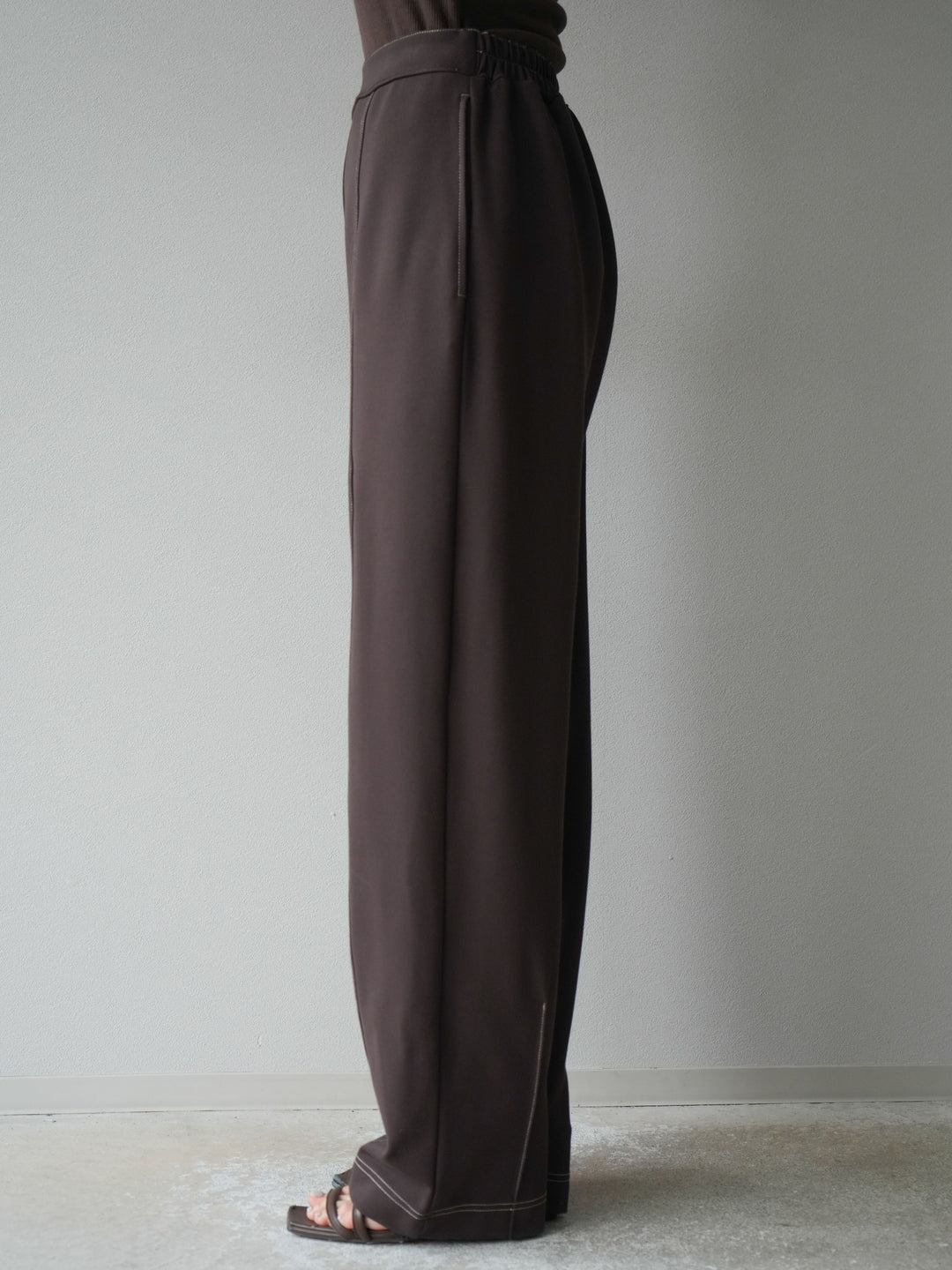 [予約]ステッチポンチライクパンツ/ブラウン