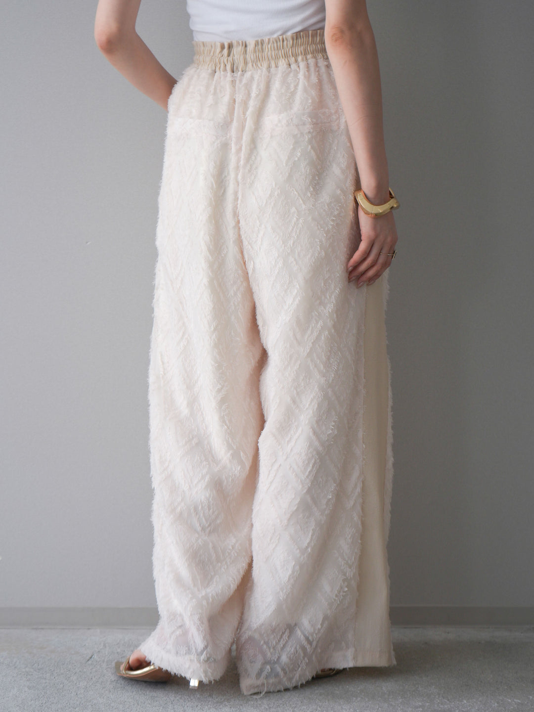 [予約]フリンジイージーストレートパンツ/ivory