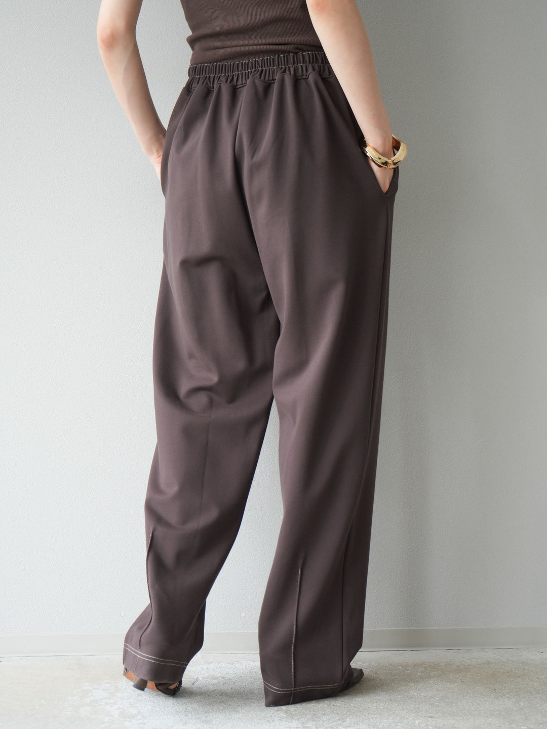 [予約]ステッチポンチライクパンツ/ブラウン