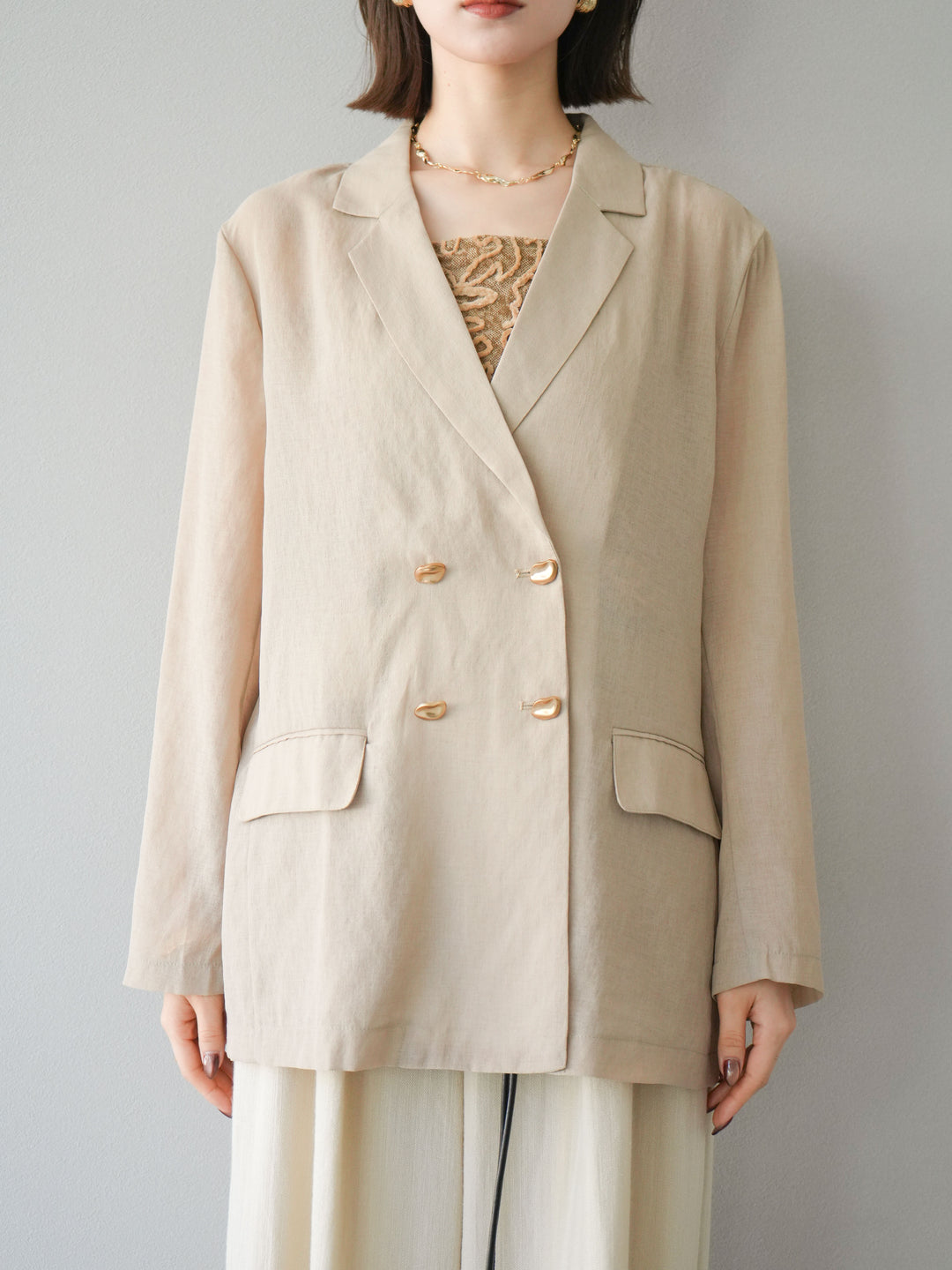 [予約]ゴールドボタンシアージャケット/ベージュ