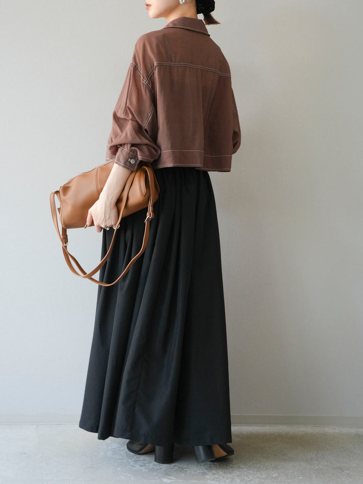 [SET] 縫合透視短外套 + 寬大蓬蓬裙 (2 套)