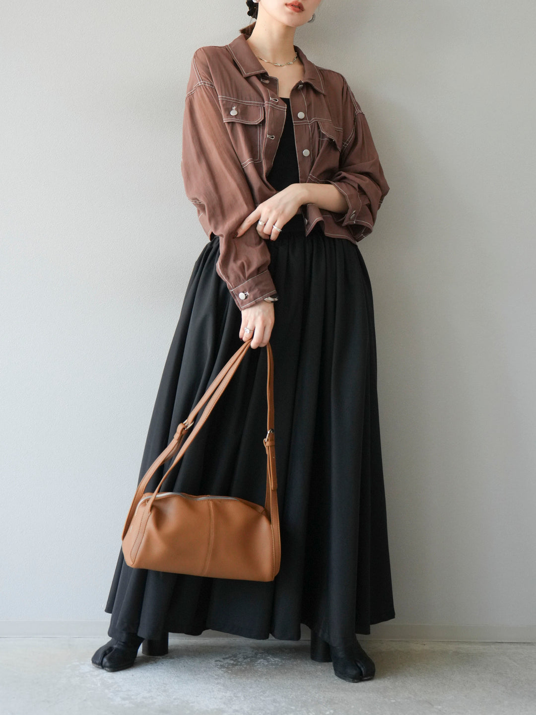 [SET] 縫合透視短外套 + 寬大蓬蓬裙 (2 套)