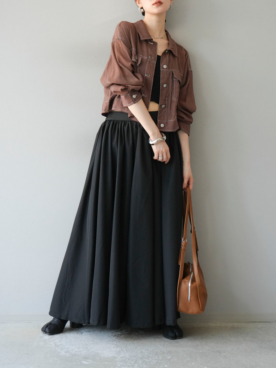 [SET] 縫合透視短外套 + 寬大蓬蓬裙 (2 套)