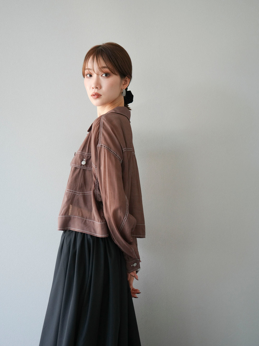 [SET] 縫合透視短外套 + 寬大蓬蓬裙 (2 套)