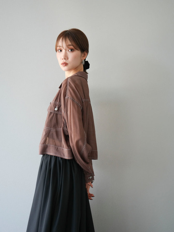 [SET] 縫合透視短外套 + 寬大蓬蓬裙 (2 套)