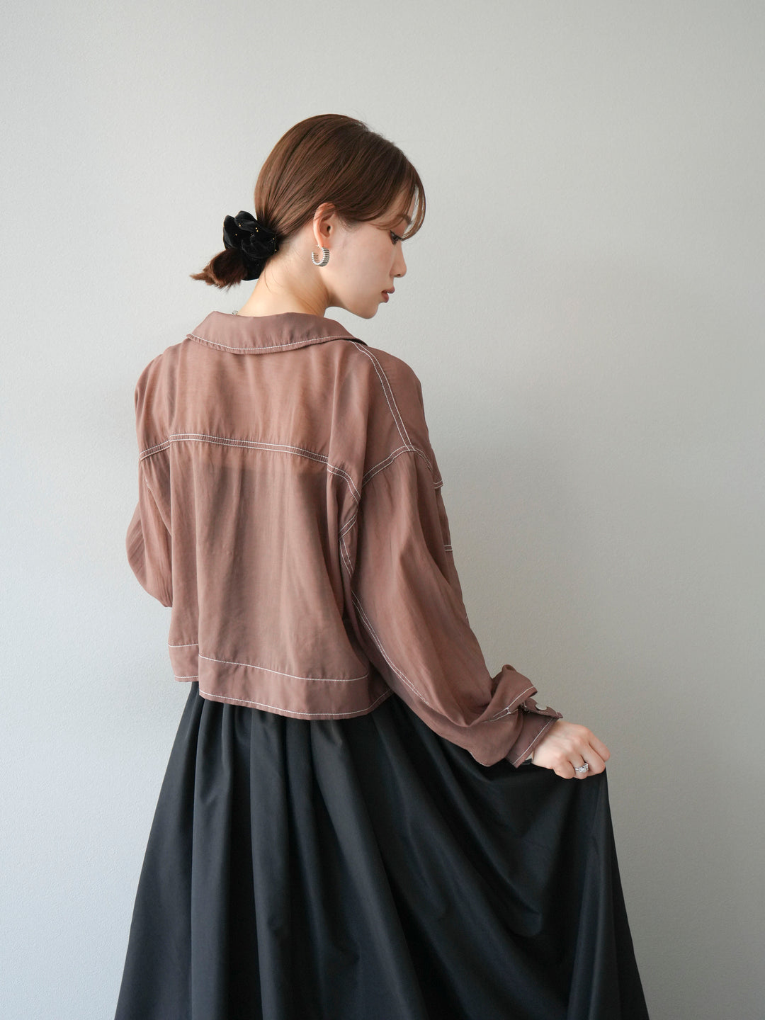 [SET] 縫合透視短外套 + 寬大蓬蓬裙 (2 套)