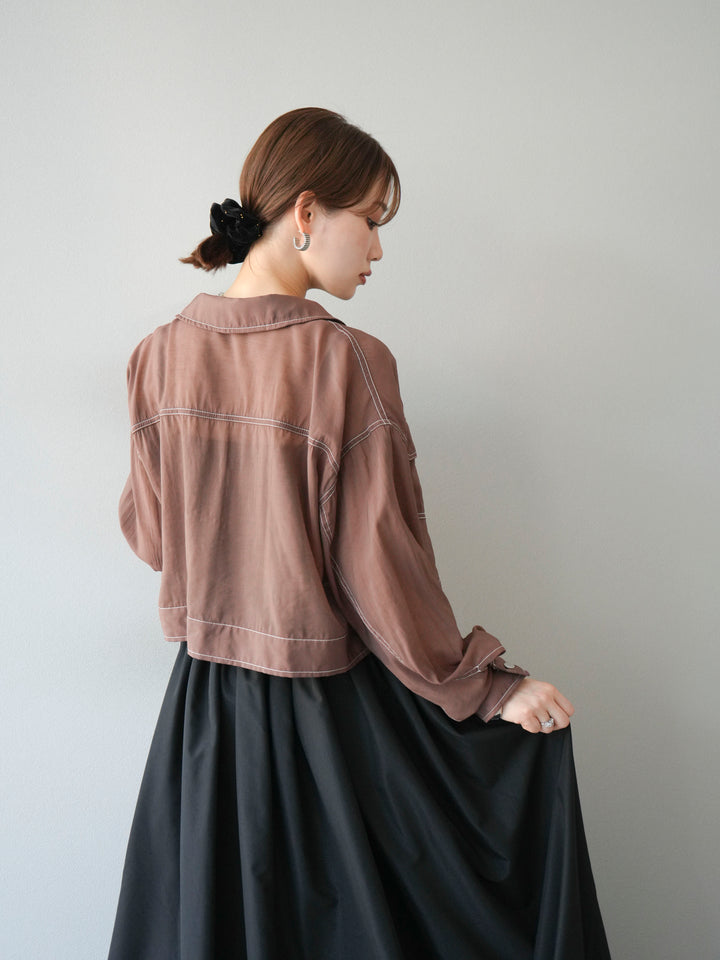 [SET] 縫合透視短外套 + 寬大蓬蓬裙 (2 套)