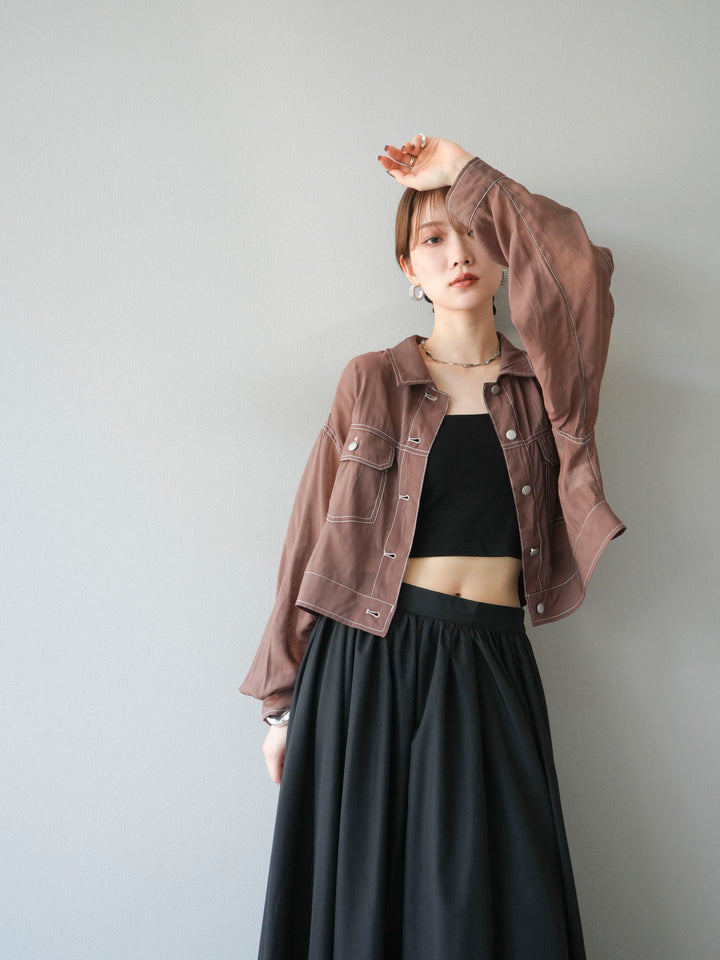 [SET] 縫合透視短外套 + 寬大蓬蓬裙 (2 套)