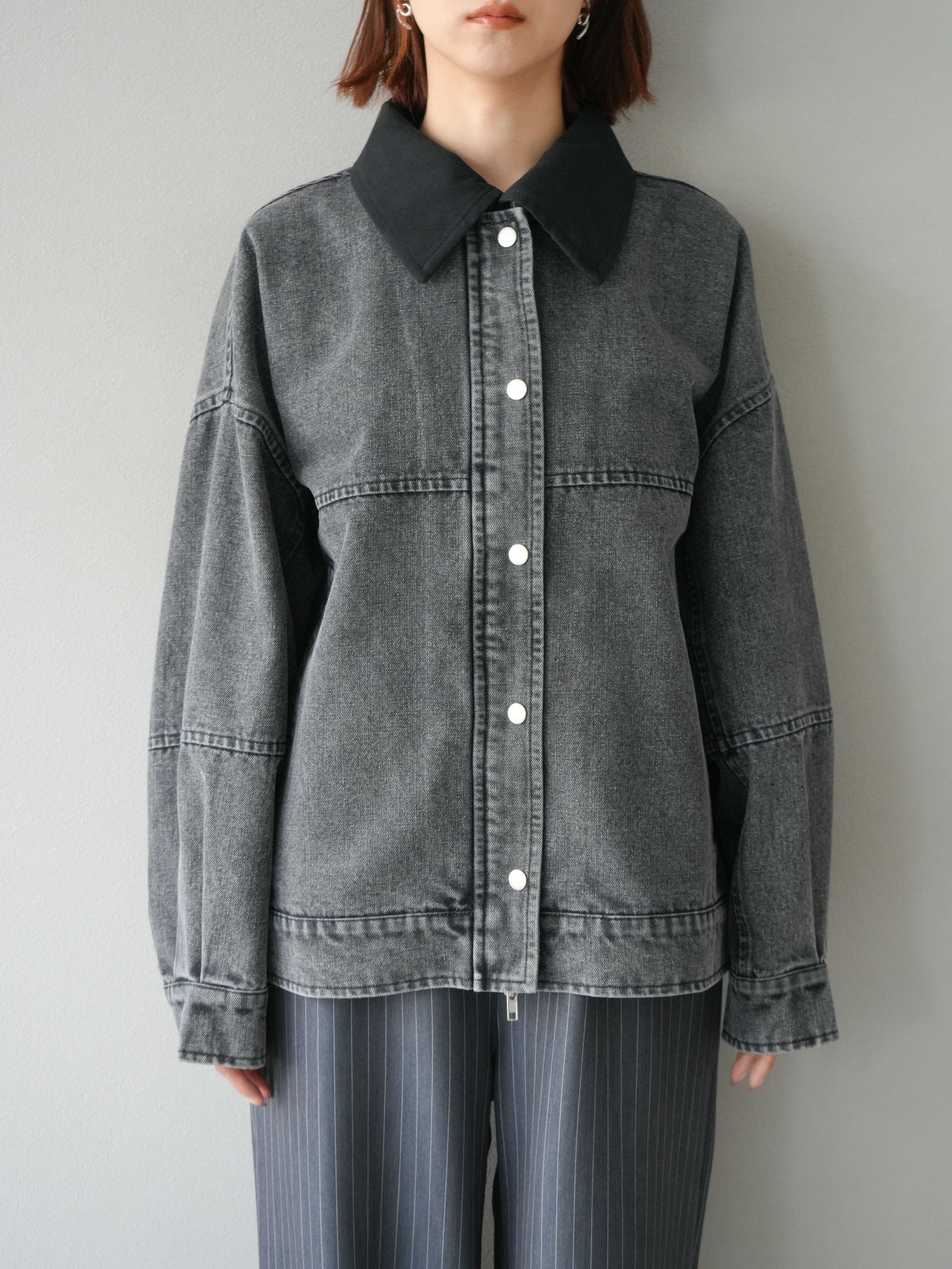 定価17万 美品 デニム＆ナイロン切り替えブルゾン バックプリント サイズ52 予約]スウェード襟切替デニムブルゾン/ブラック – Lumier