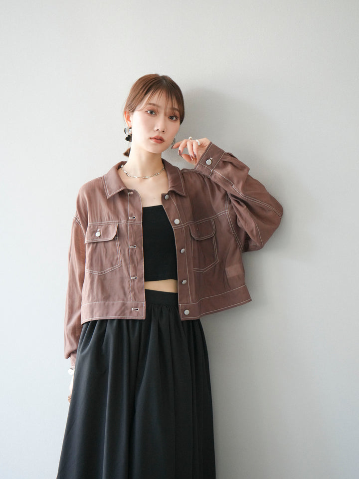 [SET] 縫合透視短外套 + 寬大蓬蓬裙 (2 套)