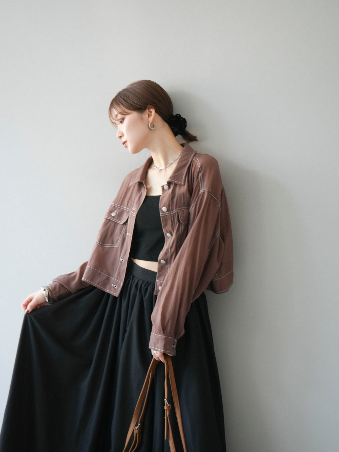 [SET] 縫合透視短外套 + 寬大蓬蓬裙 (2 套)