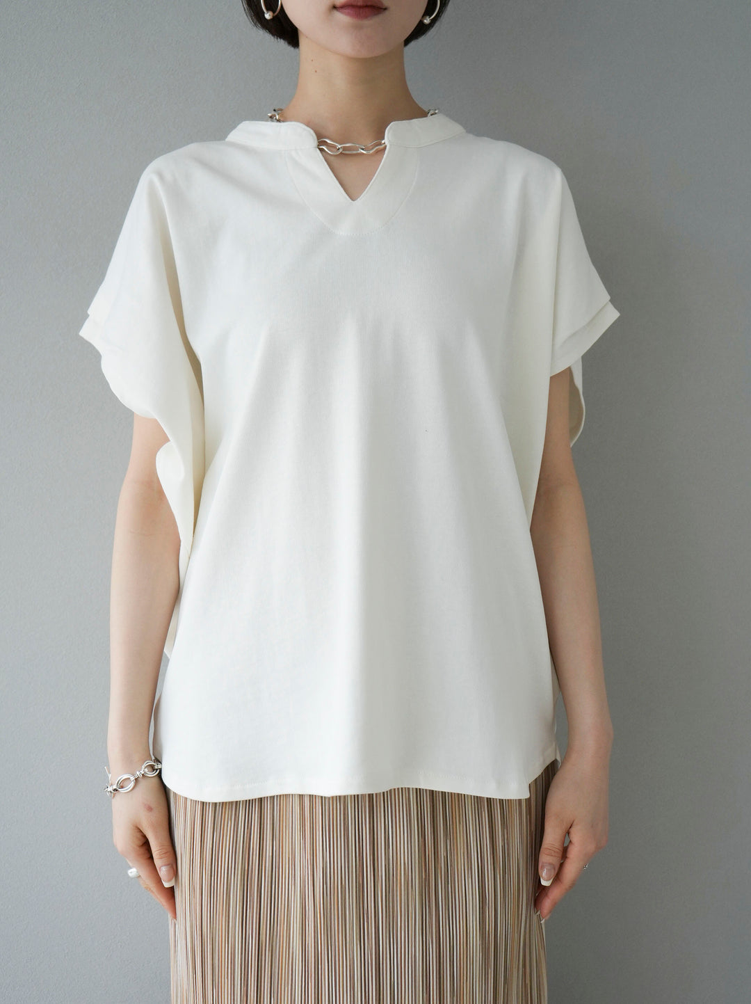 [Pre-order] Key neck dolman T-shirt/White