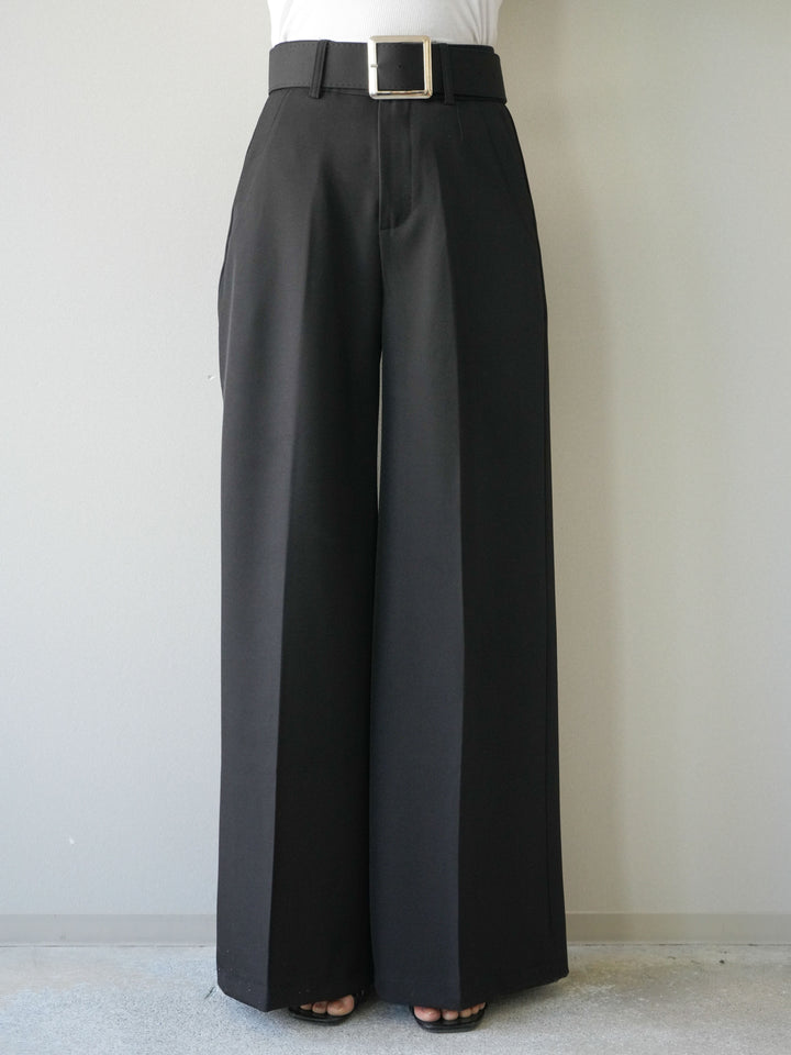 [予約]シルバーバックルドレープワイドスラックス/black