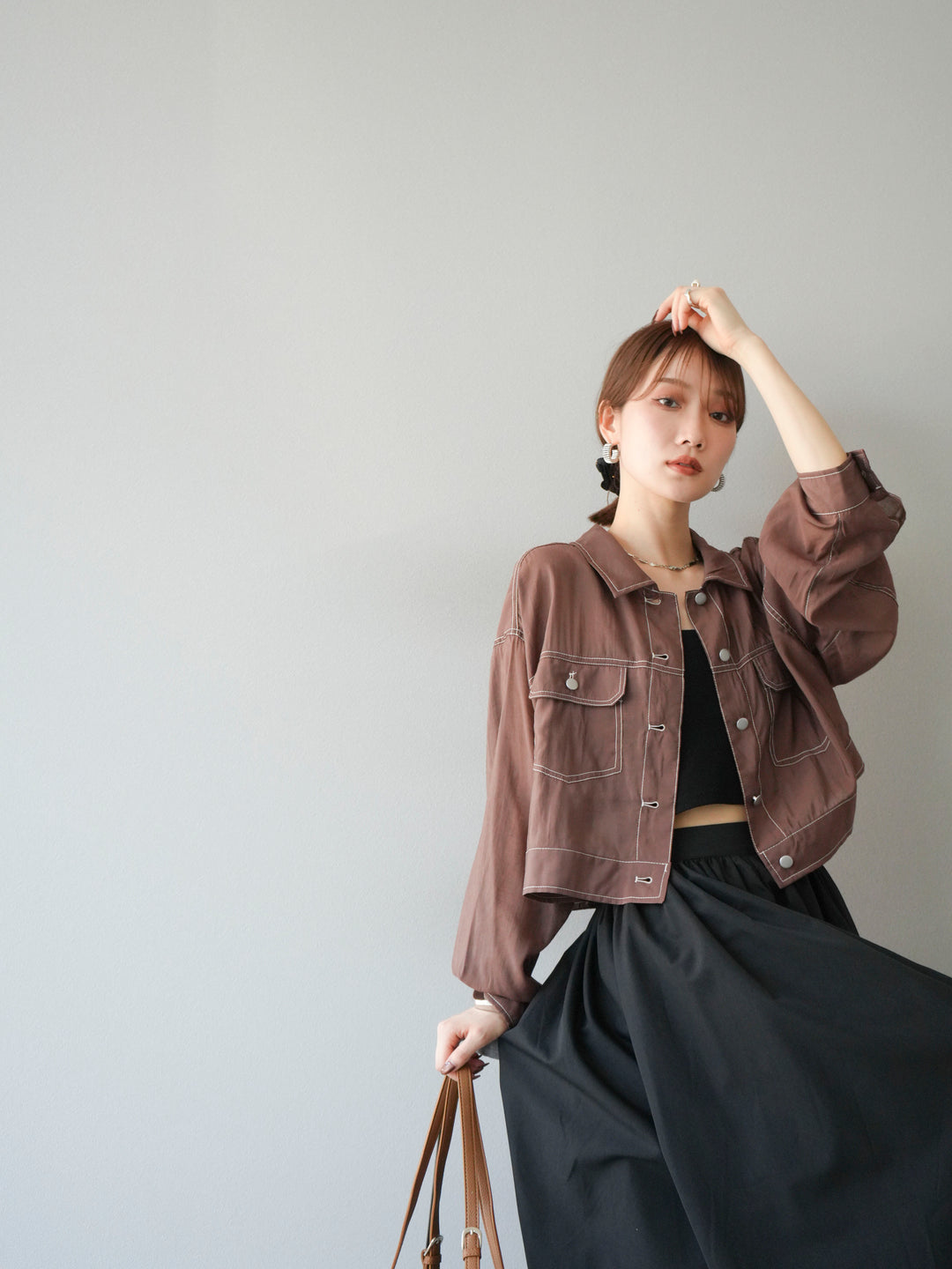 [SET] 縫合透視短外套 + 寬大蓬蓬裙 (2 套)