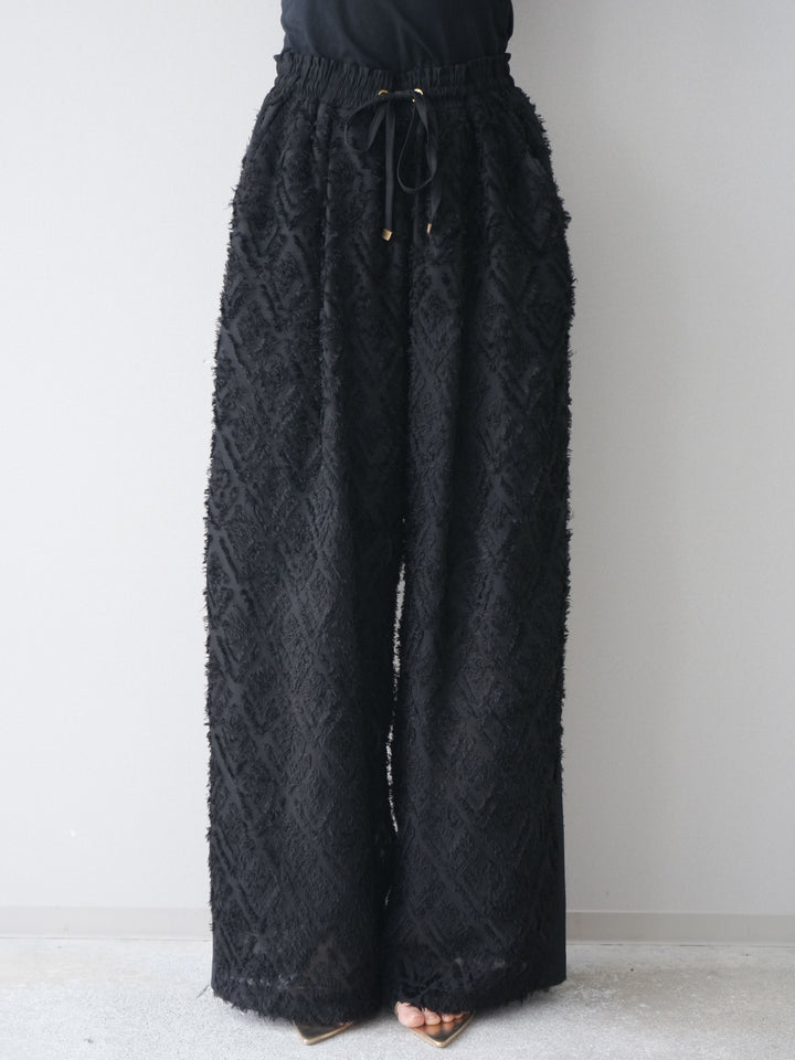 [予約]フリンジイージーストレートパンツ/black