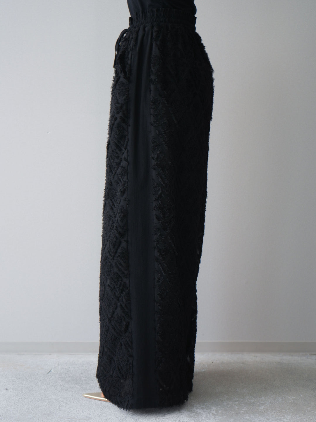 [予約]フリンジイージーストレートパンツ/black