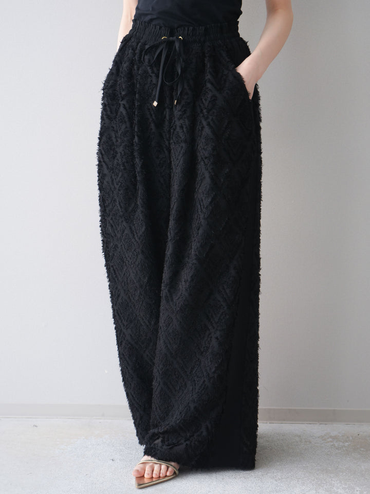 [予約]フリンジイージーストレートパンツ/black