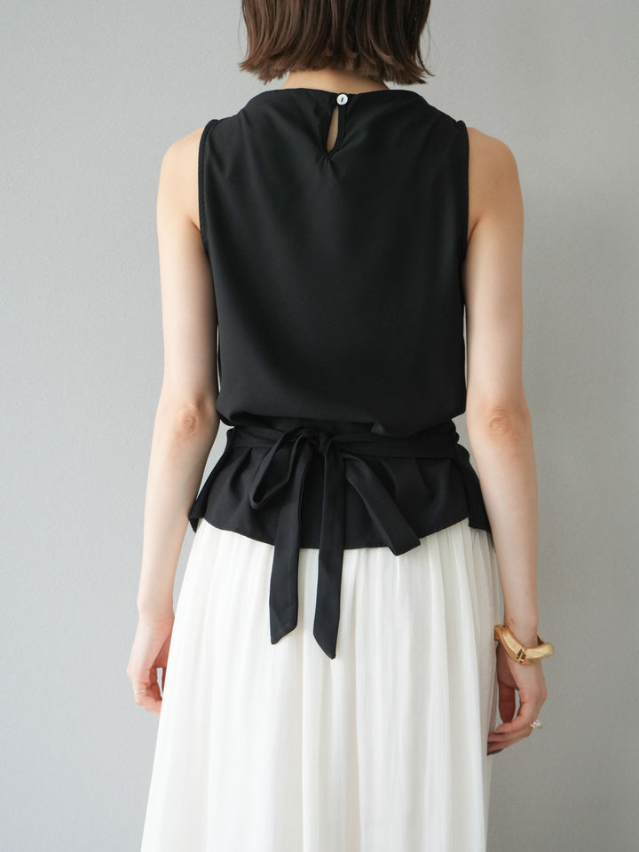 [SET]ノースリーブトップス＆シャイニーフレアスカートSET UP/(2set)