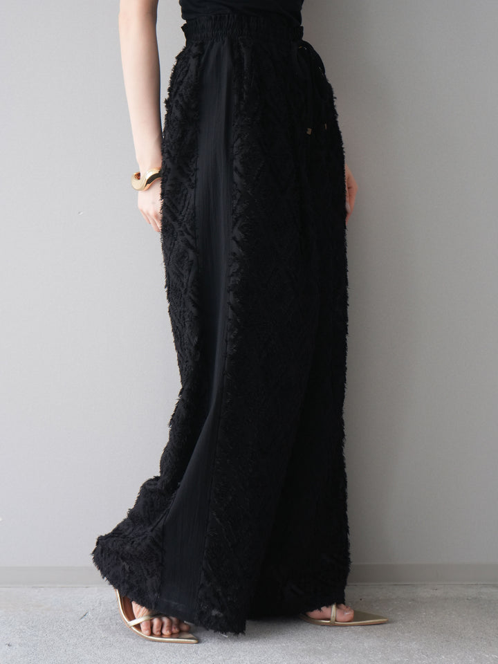 [予約]フリンジイージーストレートパンツ/black