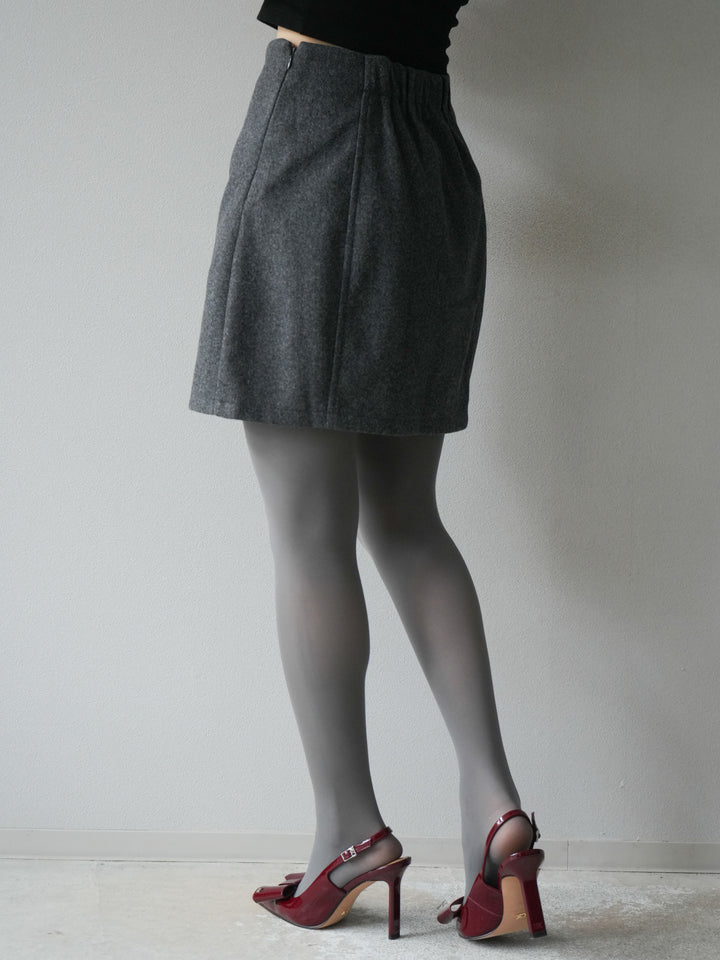 [予約]フェイクウールコクーンミニスカート/チャコール