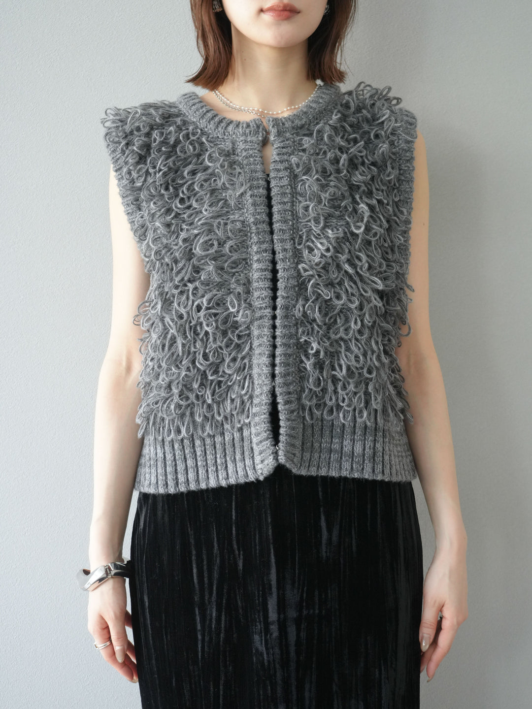 [予約]ループデザインホックベスト /チャコール