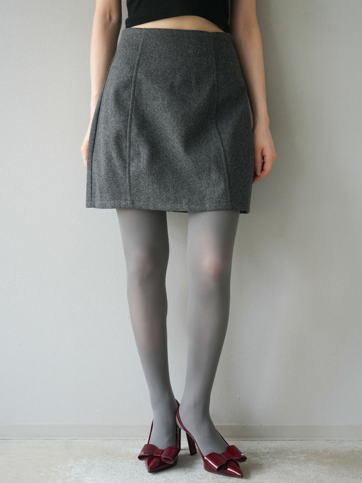 [予約]フェイクウールコクーンミニスカート/チャコール