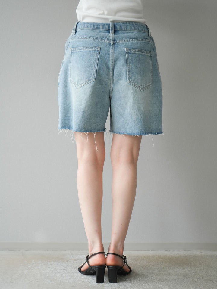 【預購】寬鬆半身牛仔褲/淺藍