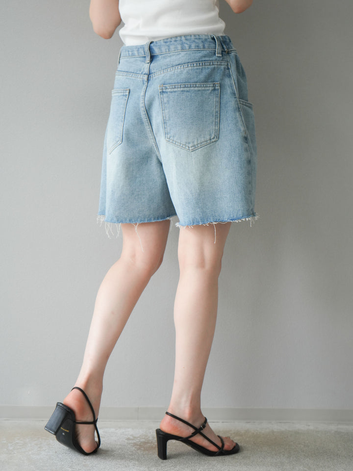【預購】寬鬆半身牛仔褲/淺藍