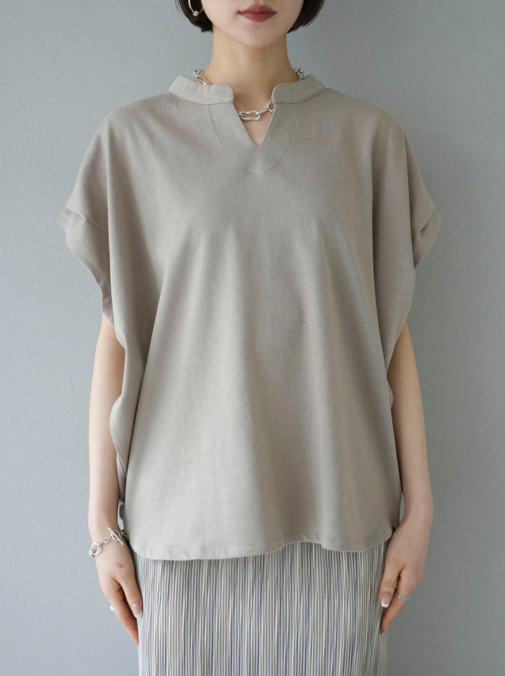 [Pre-order] Key neck dolman T-shirt/gray beige